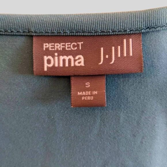 J.Jill Perfect Pima Dress Womens Size Small Blue Cotton Tunic Roll Sleeve Casual - Picture 4 of 10